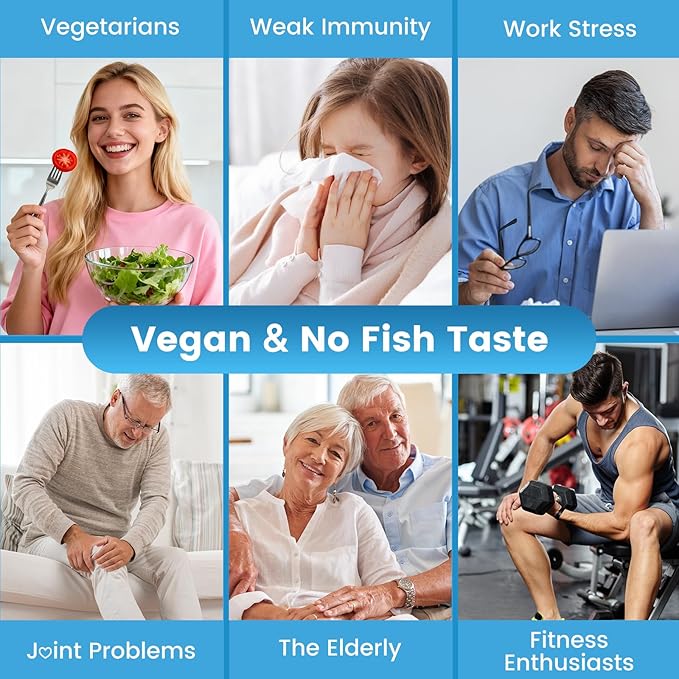 Vegan Omega 3 Gummies 1000MG Algal Oil Omega 3 Supplement for Adults with Algae DHA 600mg & EPA 300mg Fish Oil Alternative - for Eye & Immune Health, No Fish Taste, Orange Flavor, 60 Count