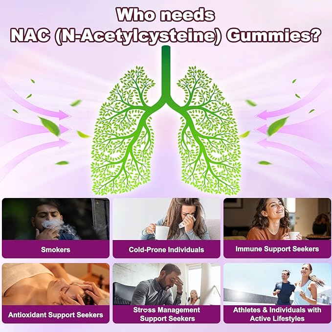 2 Pack NAC Gummies, N Acetyl Cysteine Supplement for Adults and Kids, NAC Chewable Support Liver Health, Antioxidants & Immune System, Sugar-Free, Blueberry Flavor, 120 Count