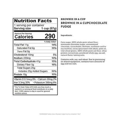 Kodiak Cakes Chocolate Fudge Brownie in a Cup, 2.36 Ounce (Pack of 12) (Packaging May Vary)