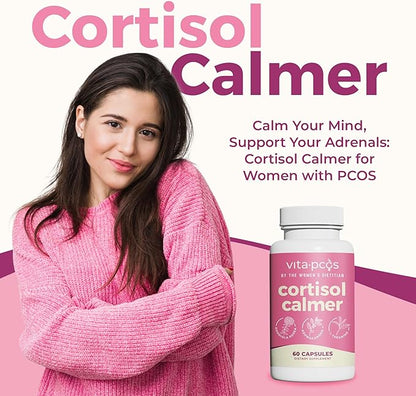 VITA-PCOS Cortisol Supplement for Women – Cortisol Vitamins for Endocrine & Energy Stabilizing Formula for Women – Rhodiola Rosea Extract, Ashwagandha, L-Theanine, & Phosphatidylserine – 60 Capsules