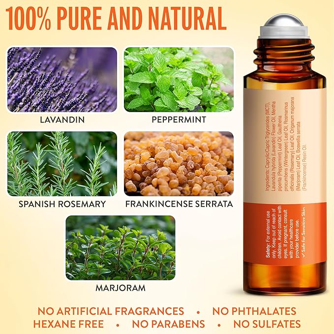 UpNature Head Bliss Essential Oil Roll On - Soothing Migraine Comfort Aromatherapy with Instant Cooling Effect - Nurse Essentials Gifts Roller