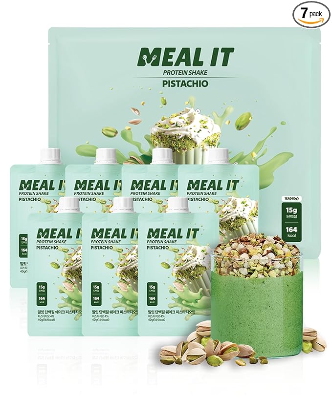 Pistachio Cookie Crunch Protein Shake, 15 g Protein & High Fiber, Low Sugar, Keto-Friendly Meal Replacement with Roasted Pistachio Pieces & Chocolate Cookie Crunch (7 Packs, 1.41 oz Each)