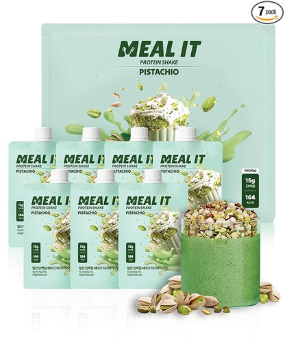 Pistachio Cookie Crunch Protein Shake, 15 g Protein & High Fiber, Low Sugar, Keto-Friendly Meal Replacement with Roasted Pistachio Pieces & Chocolate Cookie Crunch (7 Packs, 1.41 oz Each)