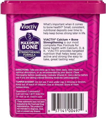 Viactiv Calcium +Vitamin D3 Supplement Soft Chews, Milk Chocolate, 60 Chews - Calcium Dietary Supplement for Bone Health