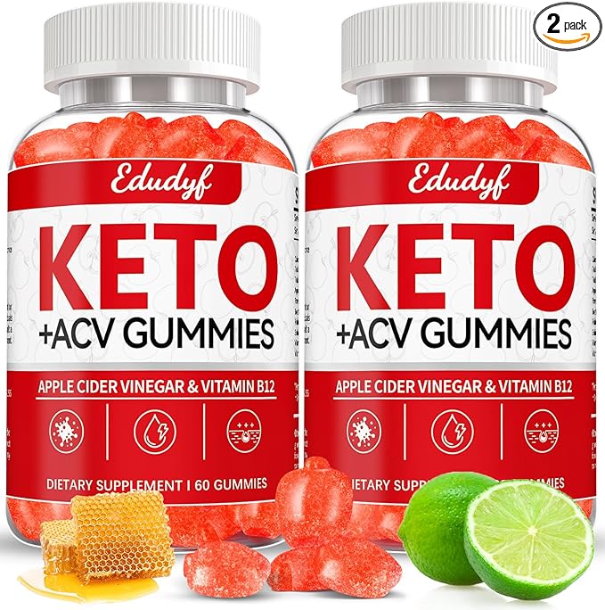 Keto ACV Gummies - 120 Count Gluten-Free, Gelatin-Free Apple Cider Vinegar Gummies with B12 for Keto Support, Vegetarian, Unique Flavor, Convenient Bottled Supplement for Men & Women