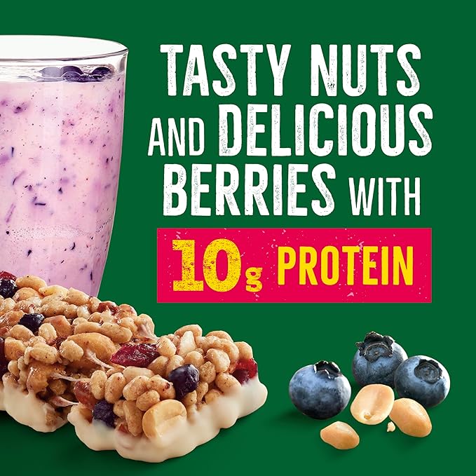 Nature Valley Protein Smoothie Chewy Snack Bars, Berry Blend Protein Bars, 7.1 oz, 5 Count (Pack of 2)