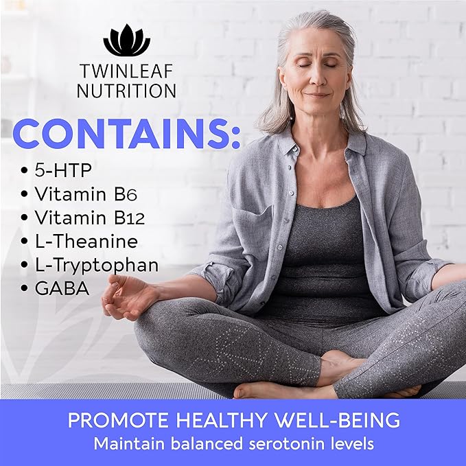 Natural Serotonin Supplement - Made in USA Manganese Serotonin & Cortisol Manager - Serotonin Booster Vitamin Supplement for Women with 5-HTP Vitamin B6 B12 GABA L Theanine L Tryptophan - 60 Capsules