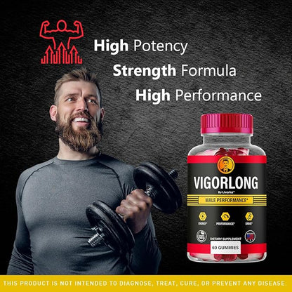 Vigorlong Gummies - Official VigorLongGummies for Men Premium Natural Support, Vigorlong Gummy Maximum Energy Advanced Support Formula for Overall Health & Wellness, 60 Gummies for 1 Month