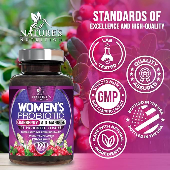 Probiotics for Women 100 Billion CFU Per Serving - 16 Unique Strains, Prebiotics Cranberry & Lactobacillus, PH Balance, Digestive & Gut Health, Vaginal & Immune Support Women's Probiotic, 120 Capsules