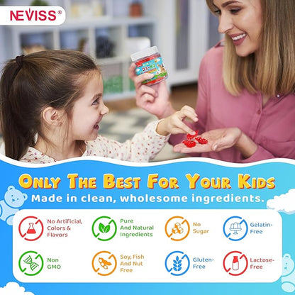 Vitamin D3 K2 Gummies for Kids + Calcium, Magnesium, Zinc, Phosphorus, Vitamin C, Kids Multivitamin D3 & K2 Supplement for Bone Health, Calcium Absorption, Focus & Immunity, Non GMO, Sugar Free, 2Pack