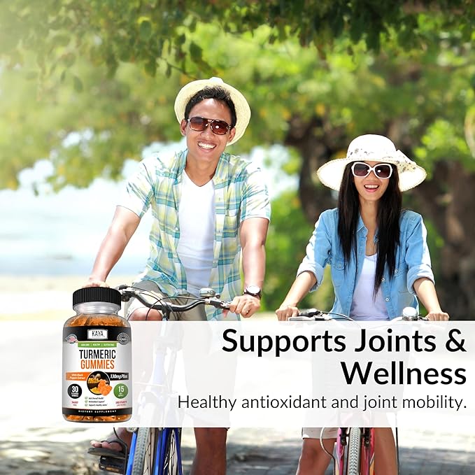 Kaya Naturals Turmeric Supplements Gummies - Pure Nature Turmeric Curcumin -Turmeric Ginger Gummies - 30 Count Gummy - Turmeric with Black Pepper Extract