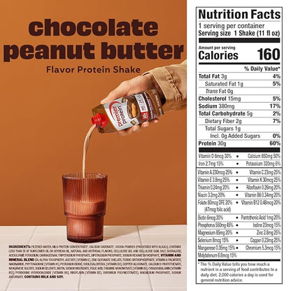 Premier Protein Shake, Chocolate Peanut Butter, 30g Protein, No Added Sugar, 24 Vitamins & Minerals to Support Immune Health, 11 fl oz, 4 Pack