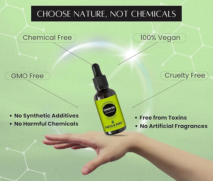 Earth N Pure Lemon Essential Oil for Revitalizing Care for Face, Scalp & Skin | 30 ML