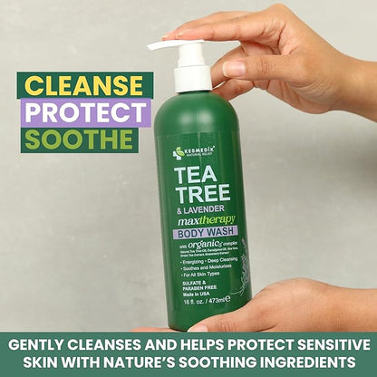 Tea Tree Lavender Body Wash MaxTherapy, Itchy Skin Relief, Antifungal Defense, Fights Body Odor, Soothes Jock Itch & Athlete's Foot, Intimate Wash, Men & Women, 2-Pack, Limited Edition