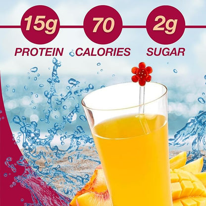 ProtiDIET Peach Mango Concentrated High Protein Drinks - Fat Free, Low Sugar Nutritional Drinks - Easy-to-Mix On-the-Go Concentrated Protein Juice - 7 Packets Per Box