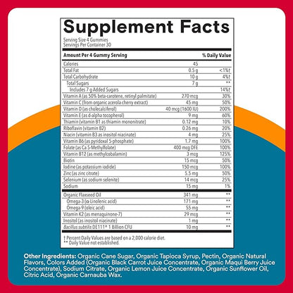 SmartyPants Multivitamin for Men, Organic Gummies: Probiotics, CoQ10, Methylfolate, Omega 3 (ALA), Vitamin D3, C, Vitamin B12, B6, A, K & Zinc for Immune Support, Biotin, 120 Gummies (30 Day Supply)