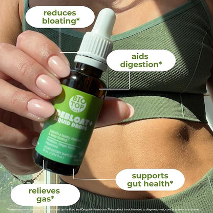 Debloat Organic Liquid Drops for Natural Gas & Bloating Relief, Supports Digestive & Gut Health with Probiotic, Dandelion, Ginger, Fennel, Peppermint 1.0 Fl Oz.