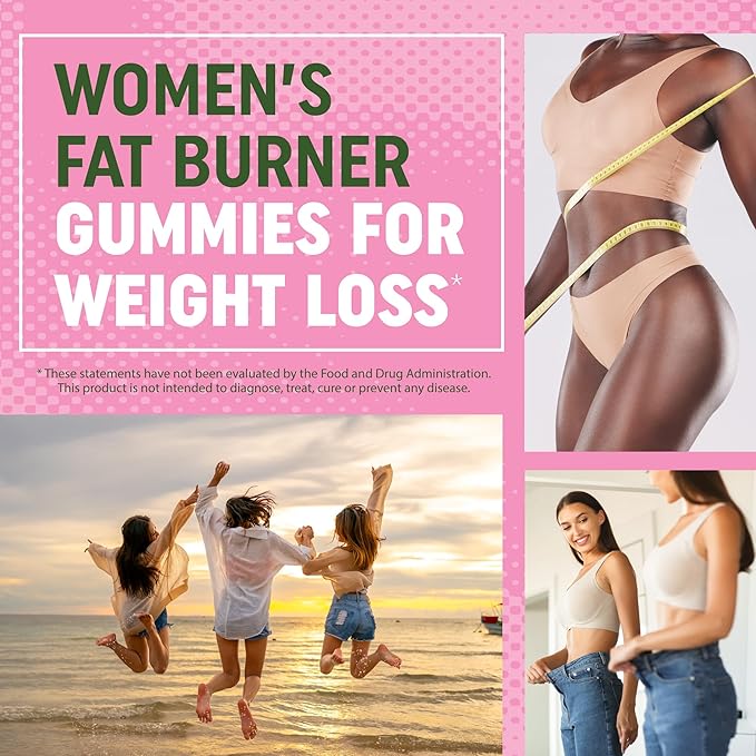 Women’s Fat Burner Gummies for Weight Loss | Green Tea, Green Coffee Bean, Garcinia Cambogia & Ketones | Fat Burners for Women Weight Loss Gummies | Green Tea Fat Burner Supplements | 60 Count