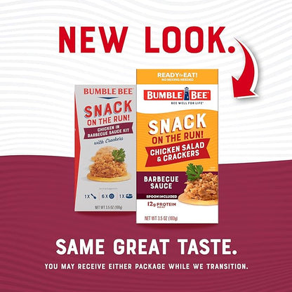 Bumble Bee Snack On The Run! Protein Snack Pack - BBQ Chicken Salad with Crackers - 12g Protein per Box - Ready to Eat Easy-Open Canned Chicken Salad (Pack of 1)