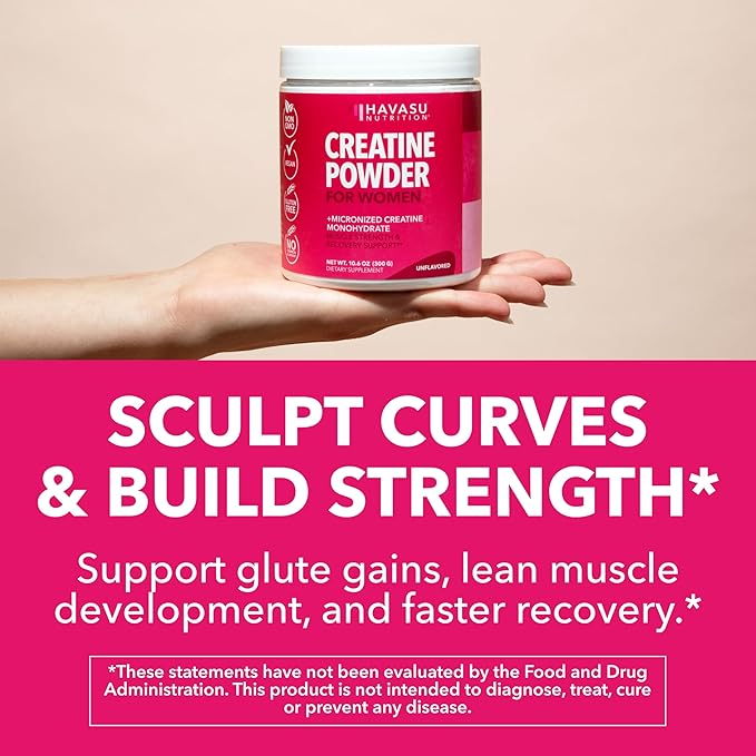 Creatine for Women - Formulated for Women - 3g Micronized Creatine Monohydrate Per Serving to Support Energy, Lean Muscle Mass, and Mental Clarity - Unflavored, Vegan, Non-GMO, 100 Servings