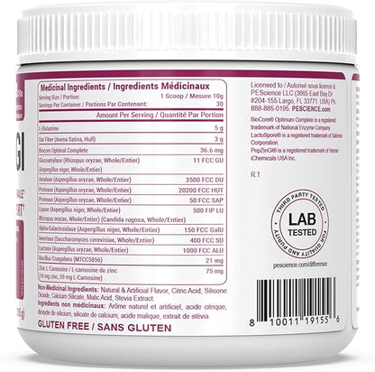 PEScience Complete-GI Gut Health Powder, Probiotics for Women and Men, Digestive Enzymes, Prebiotic Fiber, L-Glutamine, Pepzin GI Zinc Carnosine - Watermelon Flavor, 30 Servings