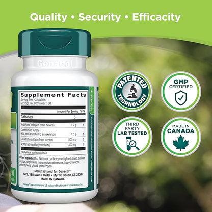 Genacol Optimum – Glucosamine, Chondroitin, MSM and Ultra-Hydrolyzed Collagen Tablets, Maintains Healthy Joints, Protects & Lubricate Cartilage, 90 Tablets (30-Day Supply)