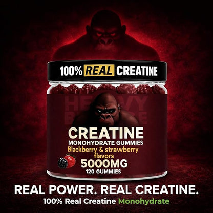 Creatine Monohydrate Gummies 5g Sugar Free Creatine with Vitamin B12 and L-Taurine | Muscle Growth for Men and Women | Low Calorie Formula 120 Gummies for 30 Servings, Mixed Berry