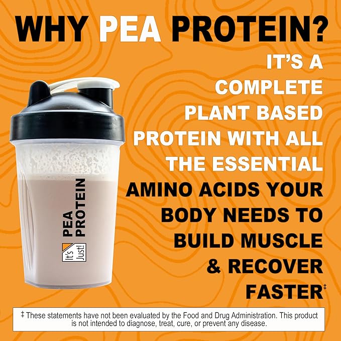 It's Just! Pea Protein Powder - Vegan, Plant Based, GLP-1 Friendly, Non-GMO, Unflavored - 1.5 lb
