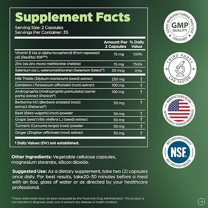 Sandhu's Liver Cleanse Detox & Repair Support Capsules with Milk Thistle & Dandelion Root | Herbal Supplement Pills for Liver Health | for Men & Women | Made in USA | Viral on Tiktok | 210 Count