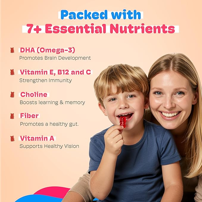 Little Joys Omega-3 (DHA) Brain Gummies for Kids. 7-12 Years. 30 Day Pack. Plant Based Omega-3 Supplements. Made with Chicory Root Fiber for Gut Health. Multivitamins Rich. No Sugar.