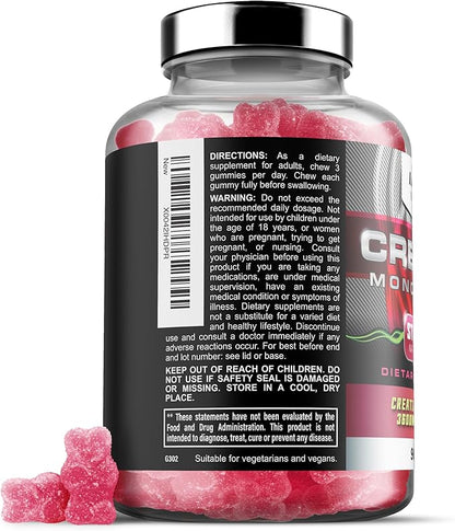 Iron Labs Nutrition Creatine Monohydrate Gummies (180 Gummy Bears) - 3600mg Per Serving - LAB Tested - Strawberry Flavor - High Strength Creatina for Men & Women (180 Vegan Gummys)