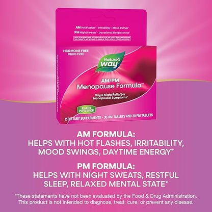 Enzymatic Therapy AM/PM Menopause Hormone-Free Formula Daytime Energy & Restful Sleep,60 Count (Pack of 2)