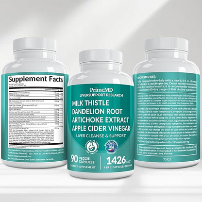 32-in-1 Liver Support with Milk Thistle Supplement – Liver Detox with Silymarin, Artichoke Extract & Beetroot Powder – Comprehensive Wellness Formula for Liver Cleanse – 1426mg (270 count) (Pack of 3)