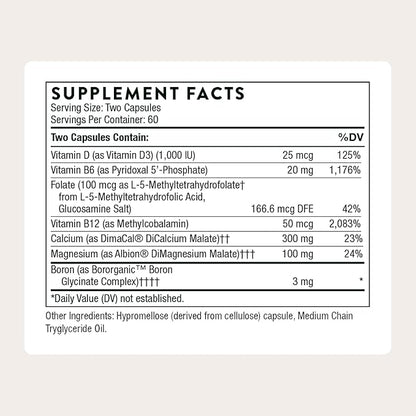 THORNE - Advanced Bone Support - Bone Health Supplement for Women & Men with Calcium, Magnesium, Vitamin D, B Vitamins, Folate & Boron* - Gluten, Dairy & Soy-Free - 120 Capsules