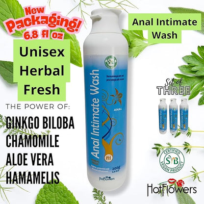 HOT FLOWERS Herbal Fresh Unisex Anal Intimate Wash for Personal Care, pH Balanced for Essentials Body Health, Daily Use, Dry Skin, Proctologist Tested (3)