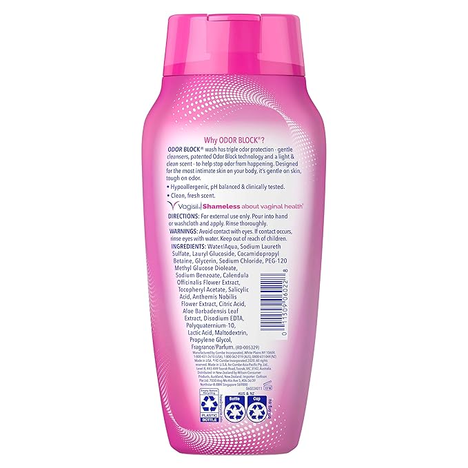 Vagisil Feminine Wash for Intimate Area Hygiene, Odor Block, Gynecologist Tested, Hypoallergenic, 12 oz, (Pack of 3)