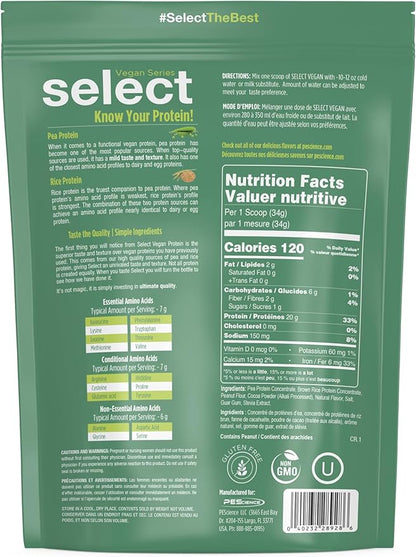 PEScience Select Vegan Protein Powder, Plant Based Protein Powder, Amazing Taste, Smooth Texture, Pea and Brown Rice Blend, Dairy Free, Lactose Free, Gluten Free - Chocolate Peanut Butter, 5 Servings