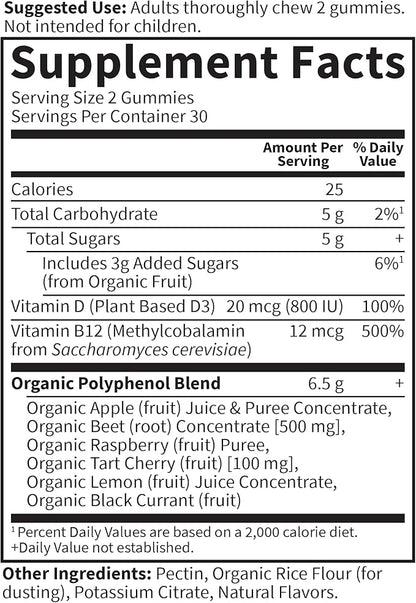 Garden of Life Organic Beet Root Gummies Made from Pectin with Antioxidants, Vitamin C, Vitamin D & B12 for Heart Health & Energy – BEETS Gummies – Vegan, Gluten Free, Non GMO, Raspberry, 30 Servings