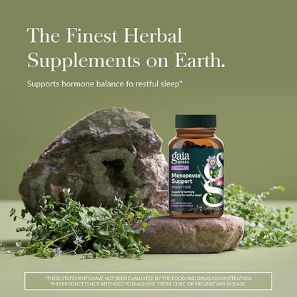 Gaia Herbs Menopause Support Nighttime - Menopause Supplement for Women* - with Black Cohosh, Mimosa, Passionflower & St. John's Wort - 60 Vegan Liquid Phyto-Caps (30 Servings)