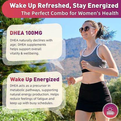 DHEA Gummies, DHEA Supplements for Women, DHEA 100mg 50mg Chewable with Boron, Inositol and Magnesium, Pro-Aging, Ovarian Support, Sleep Support, Vegan, 60 Counts
