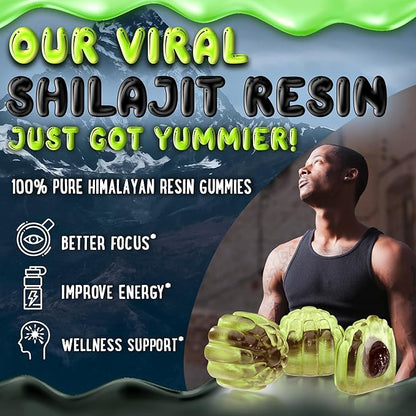OH MY CHEWY Pure Himalayan Shilajit Gummies - High Potency Gold Grade Resin - Energy Boost and Immune Support for Men and Women with Ashwagandha and Shatavari - Apple & Kiwi