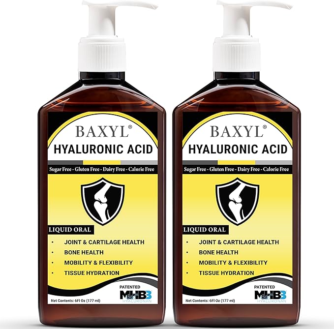 BAXYL - Liquid Hyaluronic Acid for Joint Relief Supplement (Vegan, Gluten-Free, Non-GMO, Patented Oral MHB3) (2 Pack)
