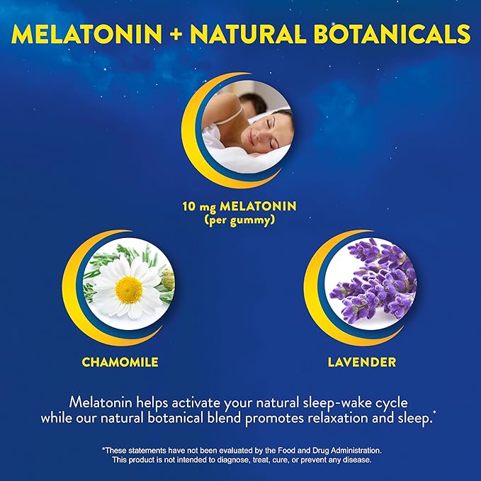 MidNite Deep Sleep Extra Strength, 10 mg Melatonin Sleep Aid, Non-habit Forming, Herbal Dietary Supplement For Adults, Drug-free, Gluten-free, Lactose-free, Vegetarian-friendly, 36 Gummies