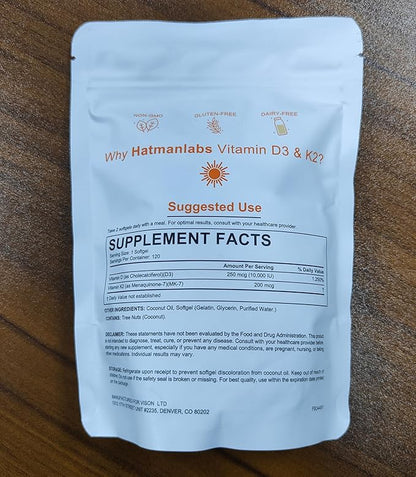 Daiasns Vitamin D3 K2 10000iu Supports Muscle & Brain Health -High-Potency D3 K2 Supplement Helps in Immune and Cardiovascular Support - 120 Softgels