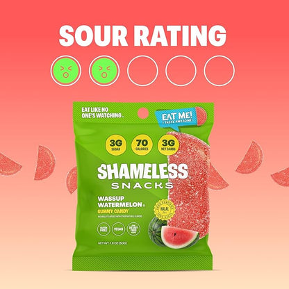 Shameless Snacks - Healthy Low Calorie Snacks, Low Carb Keto Gummies (Gluten Free Candy) - 6 Pack Wassup Watermelon