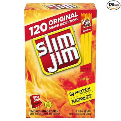 Slim Jim Snack-Sized Smoked Meat Stick, Original Flavor, .28 Oz. 120-Count