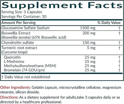 Futurebiotics Glucosamine Chondroitin Turmeric & MSM Advanced Joint Formula, Supports Healthy Joints & Mobility - Non-GMO, 90 Capsules