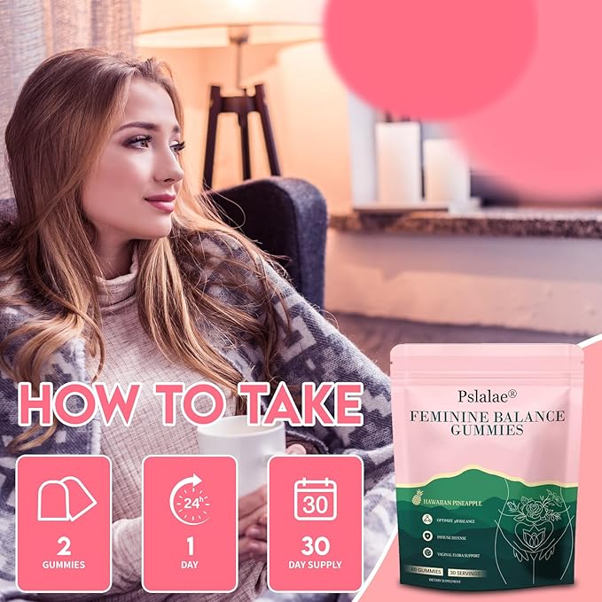Premium Feminine Balance Gummies for Women – Pineapple Flavor – pH Balance, Immune & Digestive Support – Vegan, Gluten-Free – 60 Gummies (30-Day Supply)