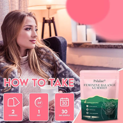 Premium Feminine Balance Gummies for Women – Pineapple Flavor – pH Balance, Immune & Digestive Support – Vegan, Gluten-Free – 60 Gummies (30-Day Supply)