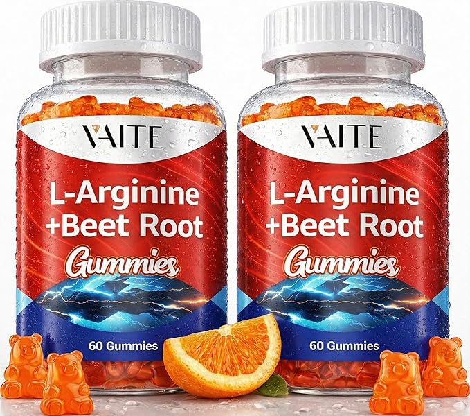 L Arginine 1000mg Supplement Beet Root Gummies - Double Strength, Energy Boost, Circulation Support and Stamina, Organic Chewable Beets Supplements for Men and Women, Vegan Gummy, Sugar-Free(2 Pack)